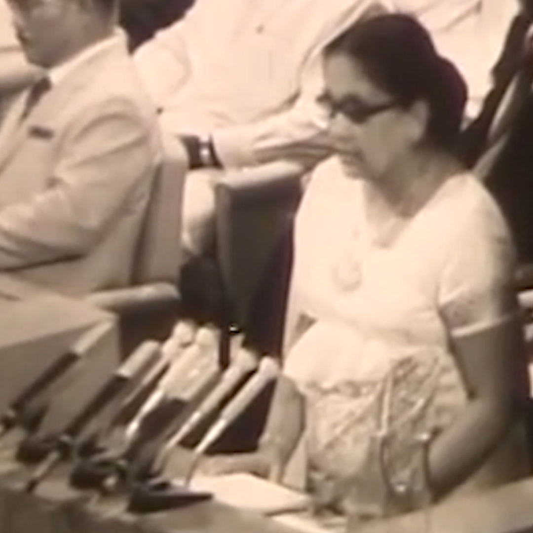 in 1976 Mrs. Sirimavo Bandaranaike gave a speech at the 5th Non Aligned Summit in Sri Lanka.